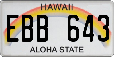 HI license plate EBB643