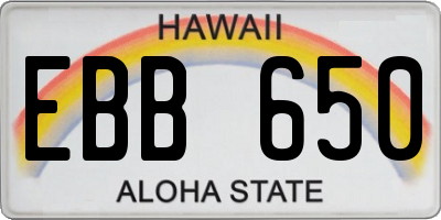 HI license plate EBB650