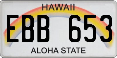 HI license plate EBB653