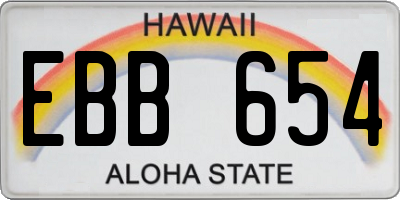 HI license plate EBB654