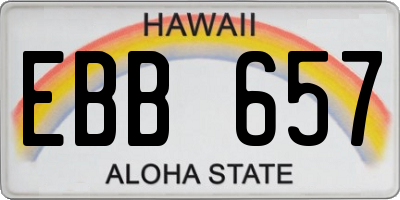 HI license plate EBB657