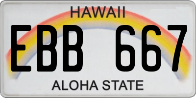 HI license plate EBB667