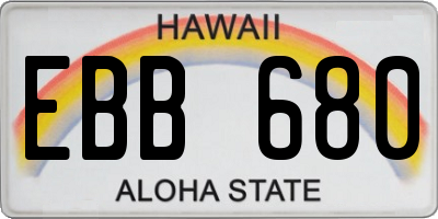 HI license plate EBB680