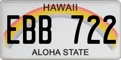 HI license plate EBB722