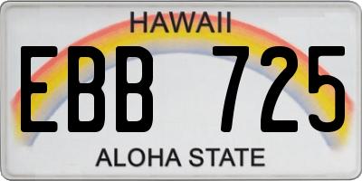 HI license plate EBB725