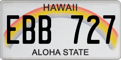 HI license plate EBB727
