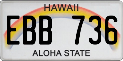 HI license plate EBB736