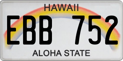HI license plate EBB752