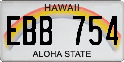 HI license plate EBB754