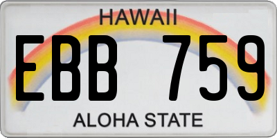 HI license plate EBB759