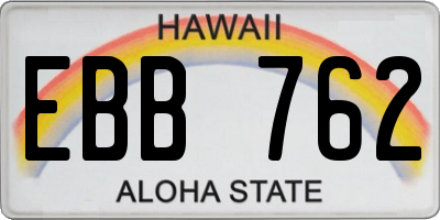 HI license plate EBB762