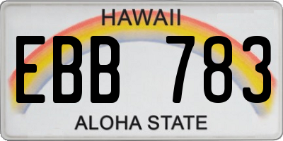 HI license plate EBB783