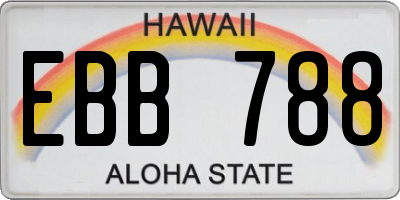 HI license plate EBB788
