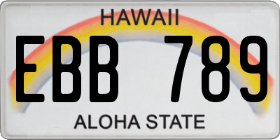 HI license plate EBB789
