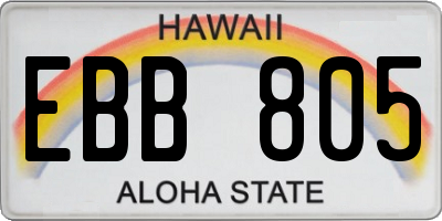 HI license plate EBB805