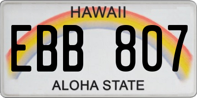 HI license plate EBB807