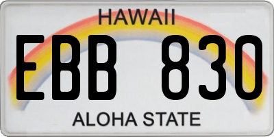HI license plate EBB830