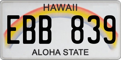 HI license plate EBB839