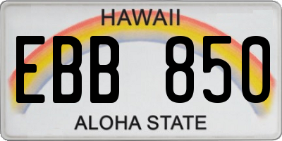 HI license plate EBB850