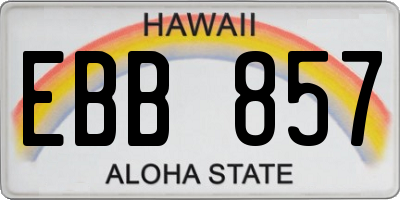 HI license plate EBB857
