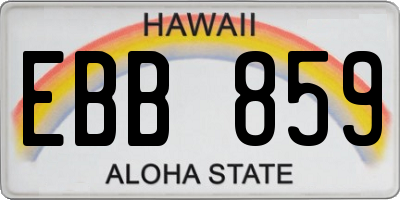 HI license plate EBB859