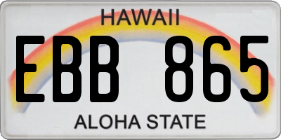 HI license plate EBB865