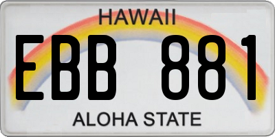 HI license plate EBB881