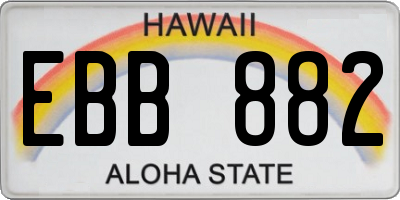 HI license plate EBB882