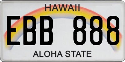 HI license plate EBB888