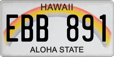 HI license plate EBB891