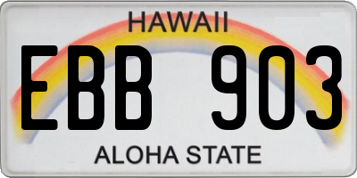 HI license plate EBB903