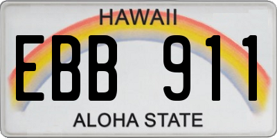 HI license plate EBB911