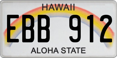 HI license plate EBB912