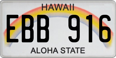 HI license plate EBB916