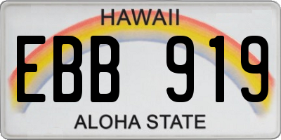 HI license plate EBB919