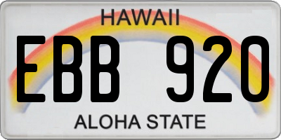 HI license plate EBB920