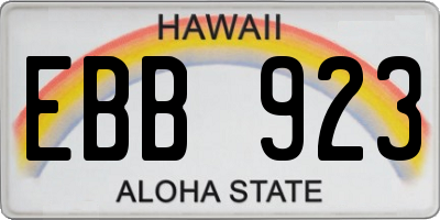 HI license plate EBB923