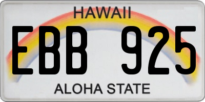 HI license plate EBB925