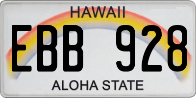 HI license plate EBB928
