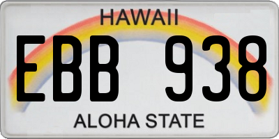 HI license plate EBB938