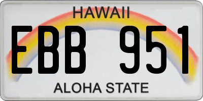 HI license plate EBB951