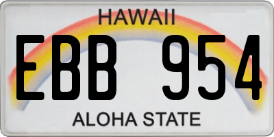 HI license plate EBB954