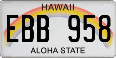 HI license plate EBB958
