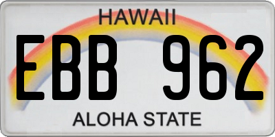 HI license plate EBB962