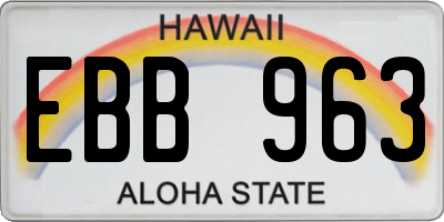 HI license plate EBB963