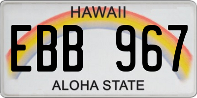 HI license plate EBB967