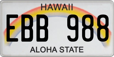 HI license plate EBB988