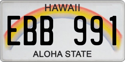HI license plate EBB991