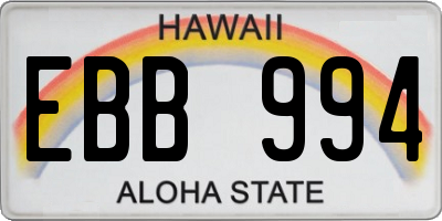HI license plate EBB994