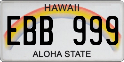 HI license plate EBB999